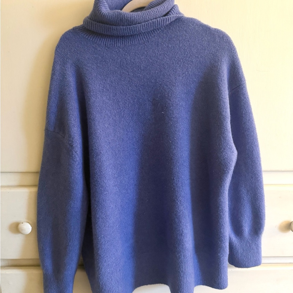 Zara Soft Blue Cowl Neck Sweater